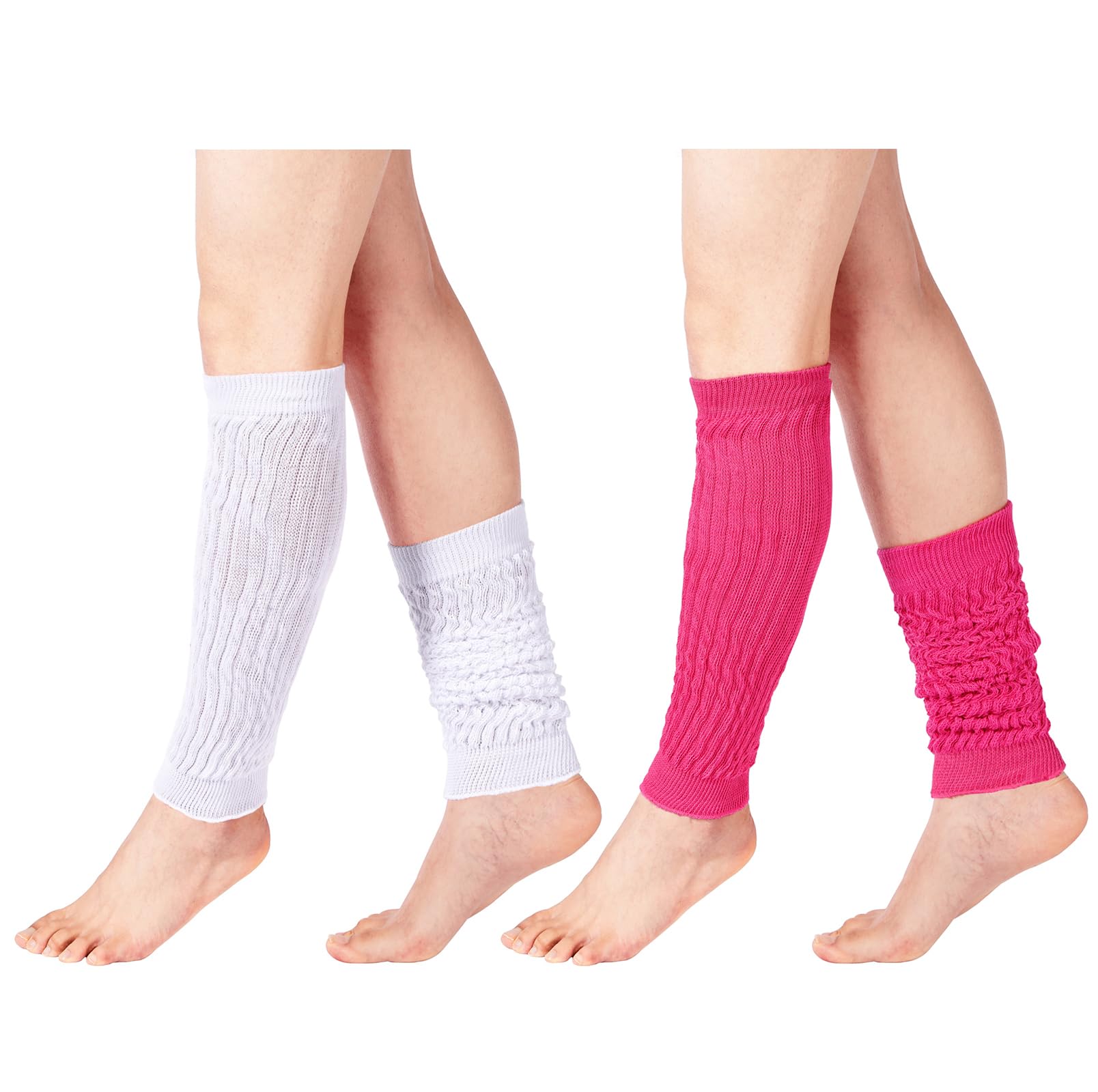 Cotton Slouch Leg Warmers-Rose & White - Moon Wood