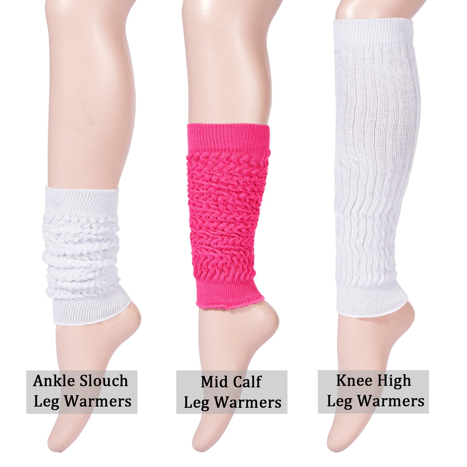 Cotton Slouch Leg Warmers-Rose & White - Moon Wood