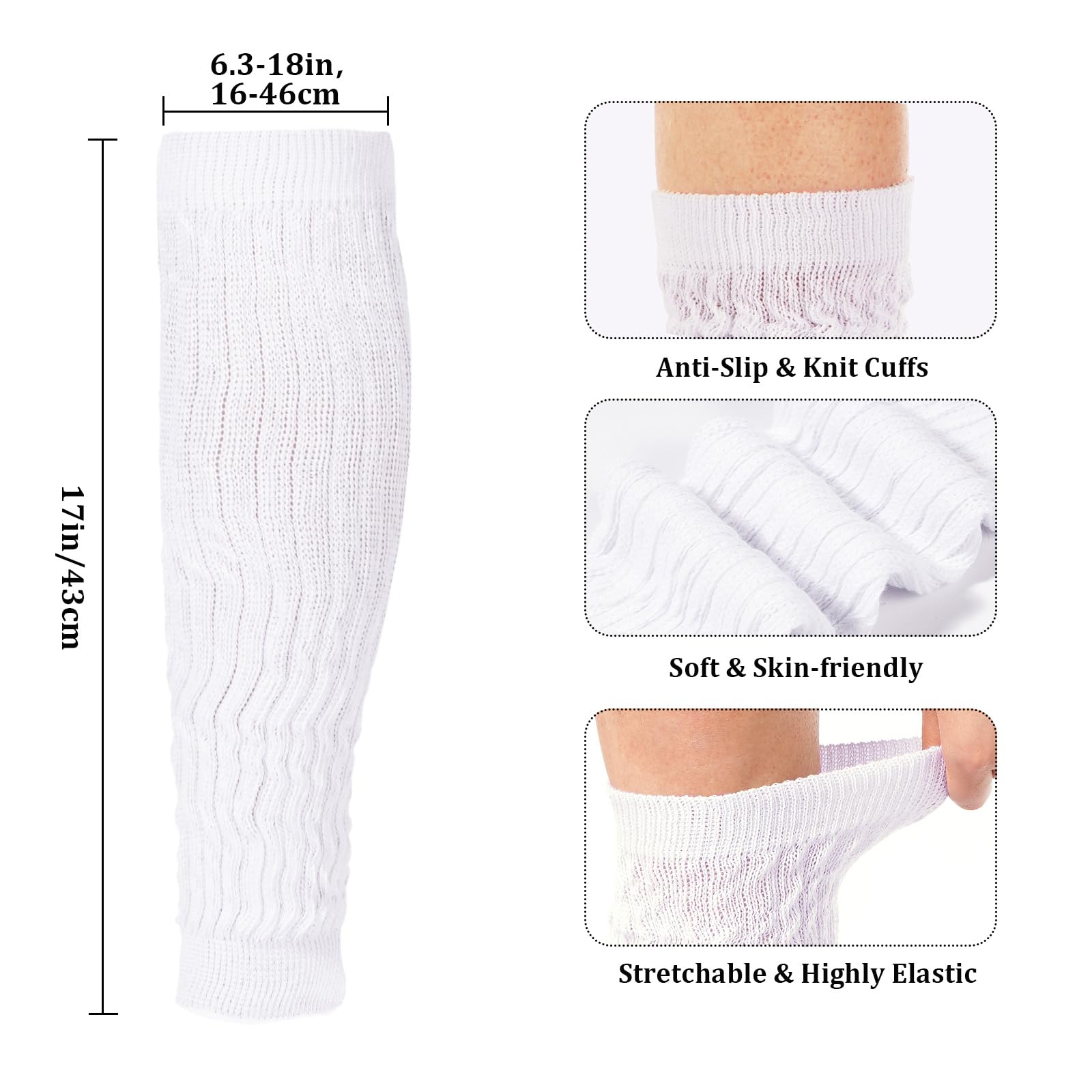 Cotton Slouch Leg Warmers-White - Moon Wood