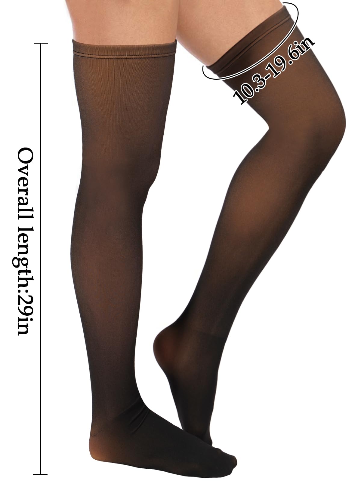 Fleece Lined Thigh High Socks Translucent-Black