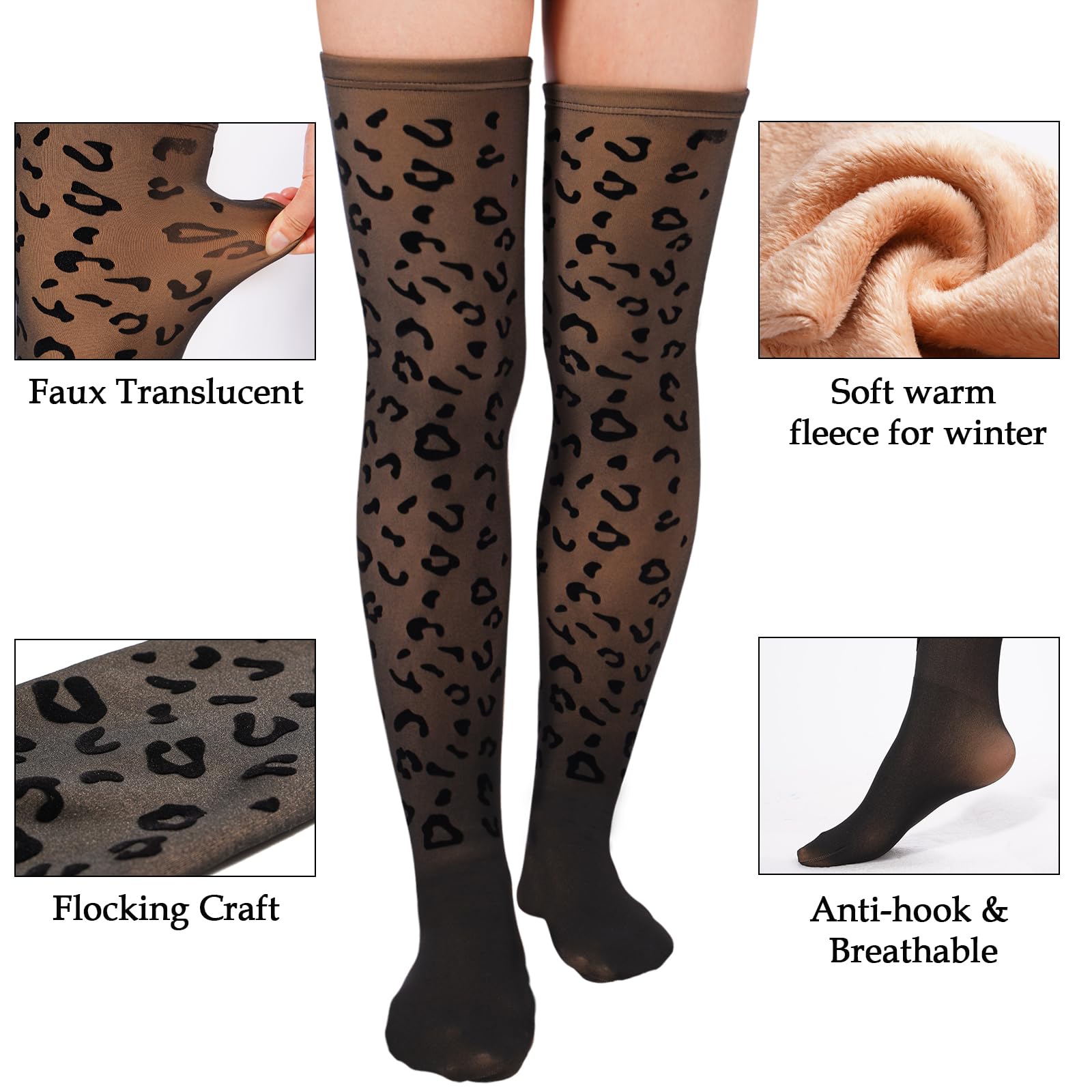 Fleece Lined Thigh High Socks Translucent - Bat
