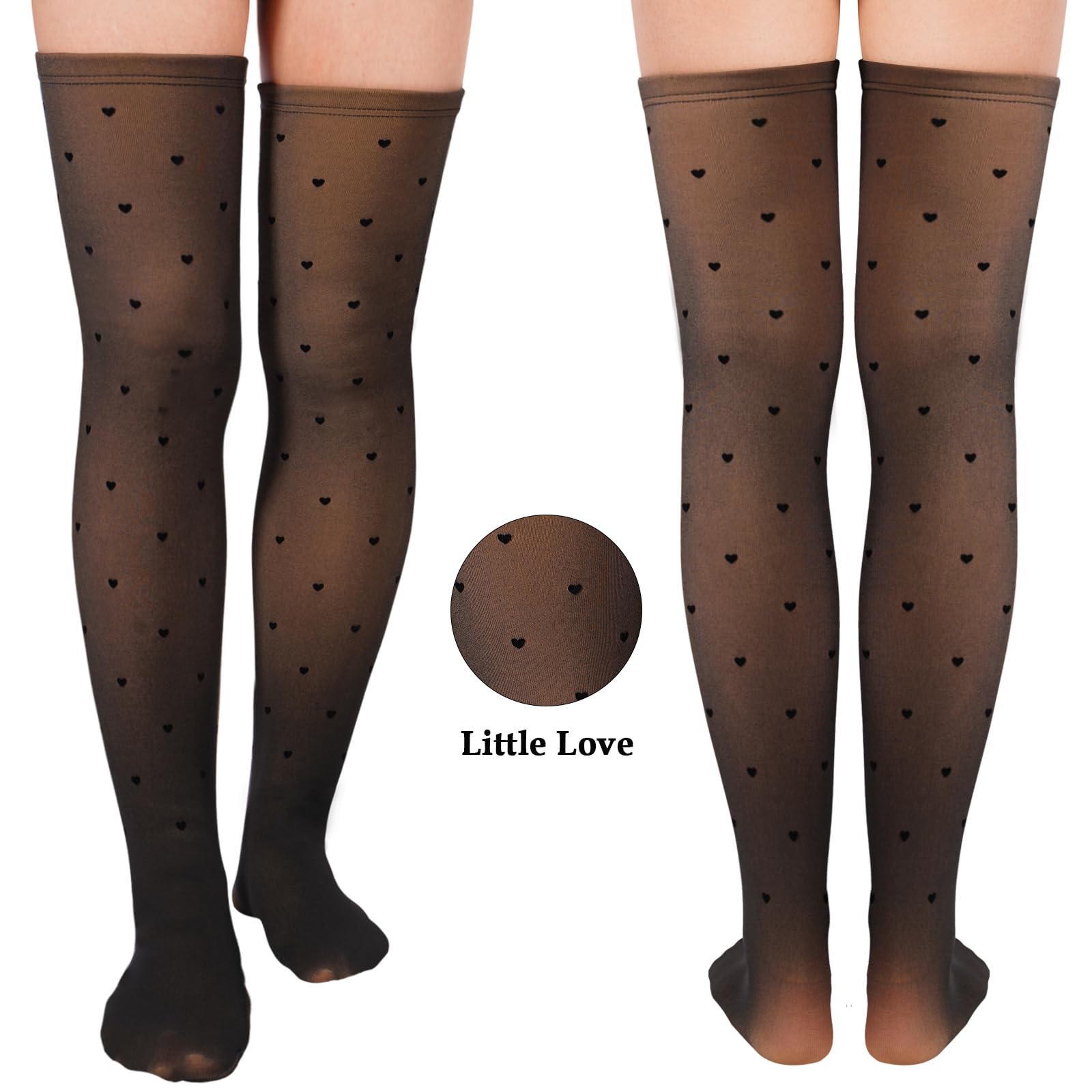 Fleece Lined Thigh High Socks Translucent-Little Love - Moon Wood