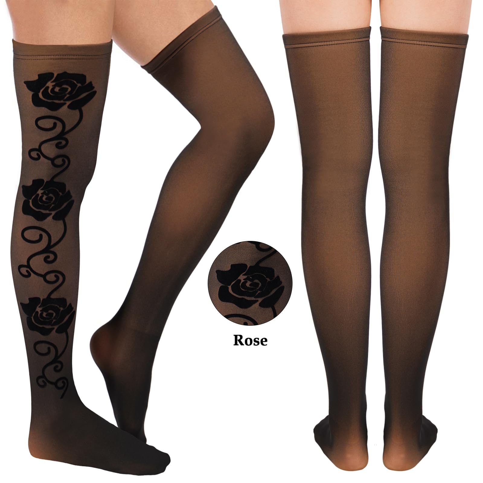 Fleece Lined Thigh High Socks Translucent-Rose