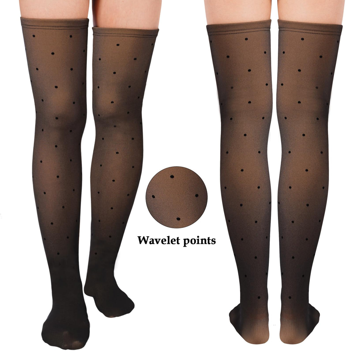 Fleece Lined Thigh High Socks-Wavelet Points | Moon Wood