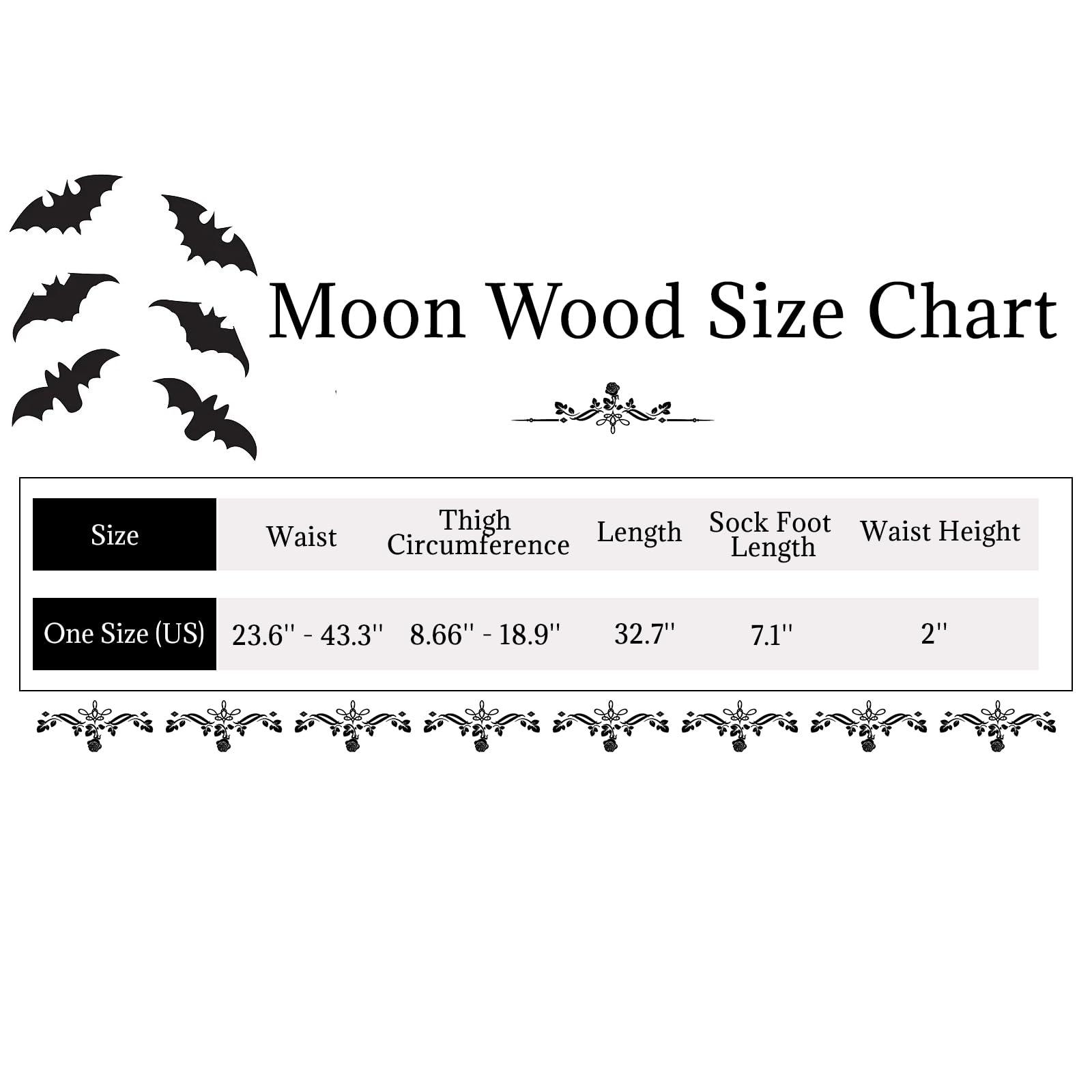 Translucent Fleece Lined Tights for Women - Bat-Moon Wood