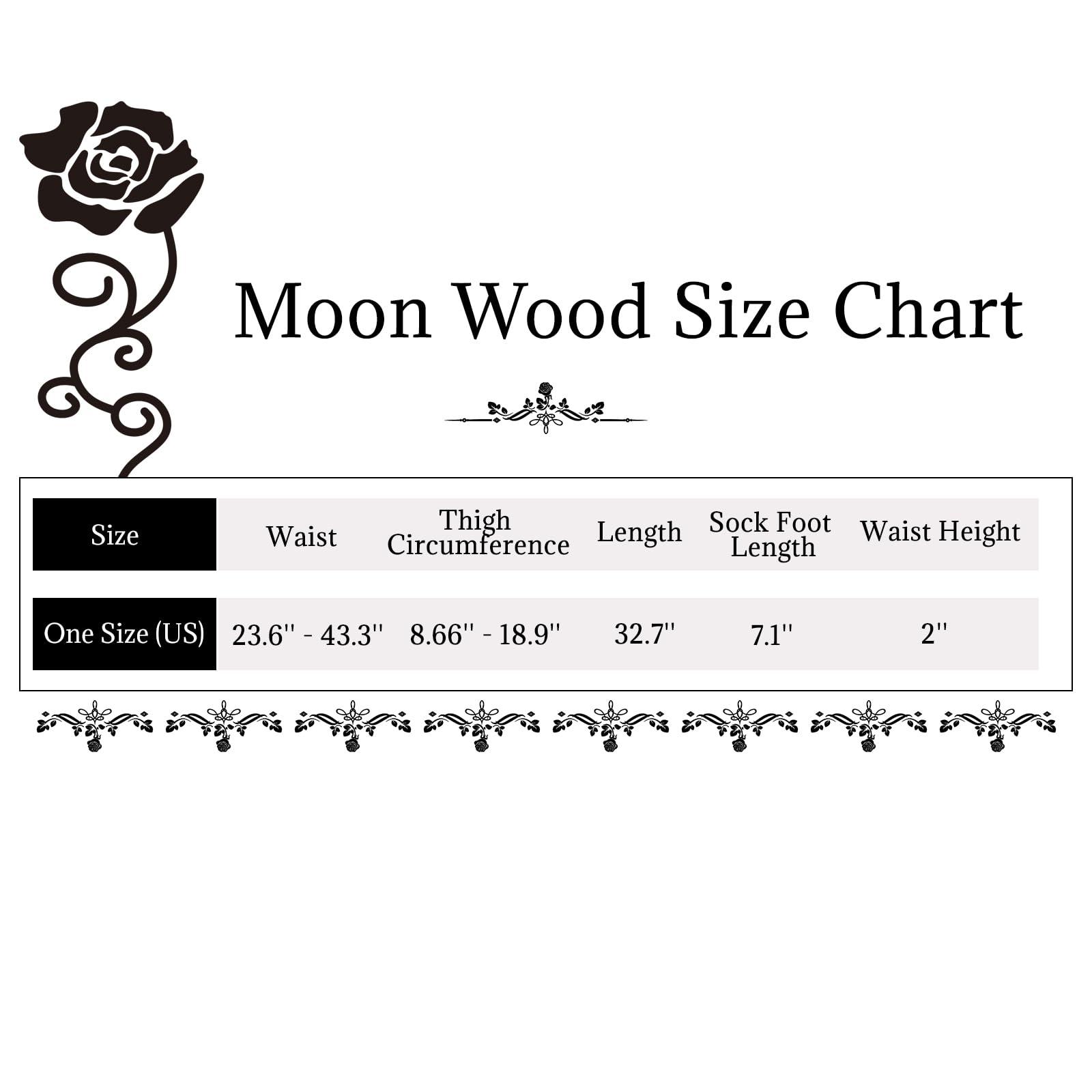 Translucent Fleece Lined Tights for Women - Flowers-Moon Wood