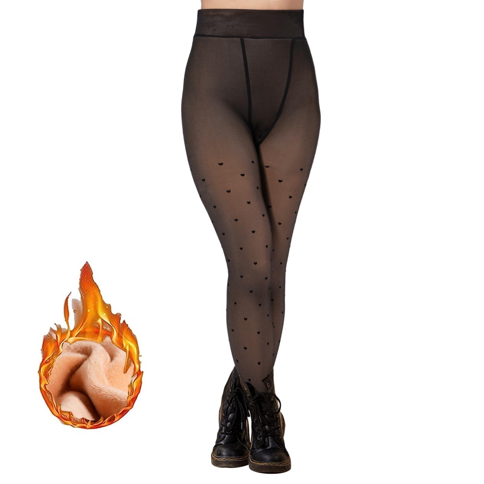 Translucent Fleece Lined Tights for Women - Heart-Moon Wood