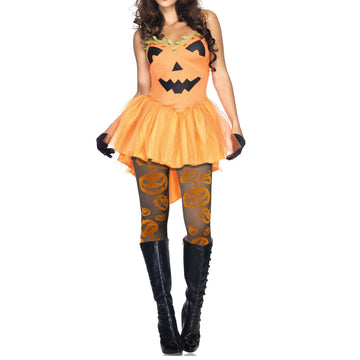 Translucent Fleece Lined Tights for Women - pumpkin