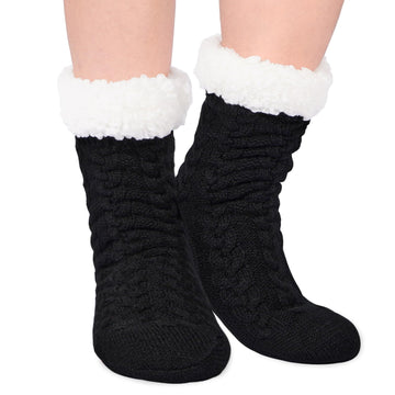 Fuzzy Non Slip Cabin Socks - Black