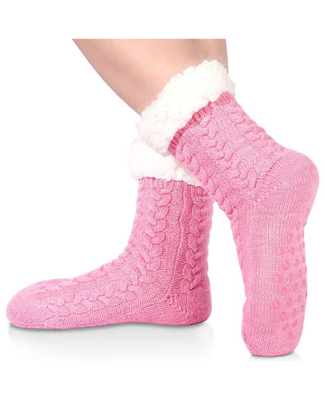 Fuzzy Non Slip Cabin Socks - Pink