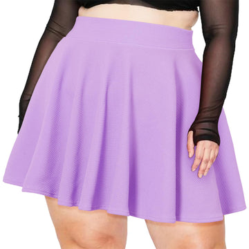 High Waisted Skater Skirt Plus Size-Lavender - Moon Wood