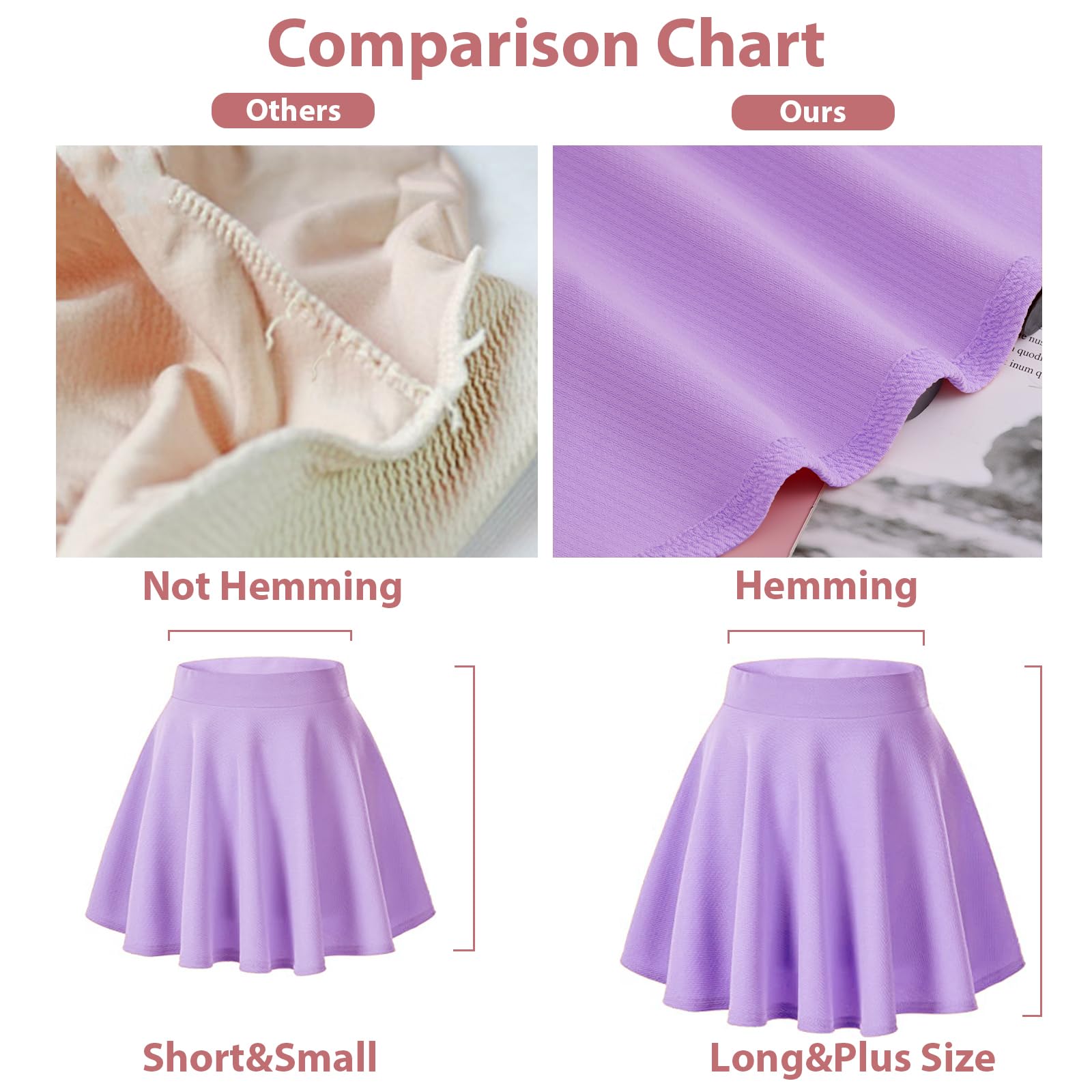 High Waisted Skater Skirt Plus Size-Lavender - Moon Wood