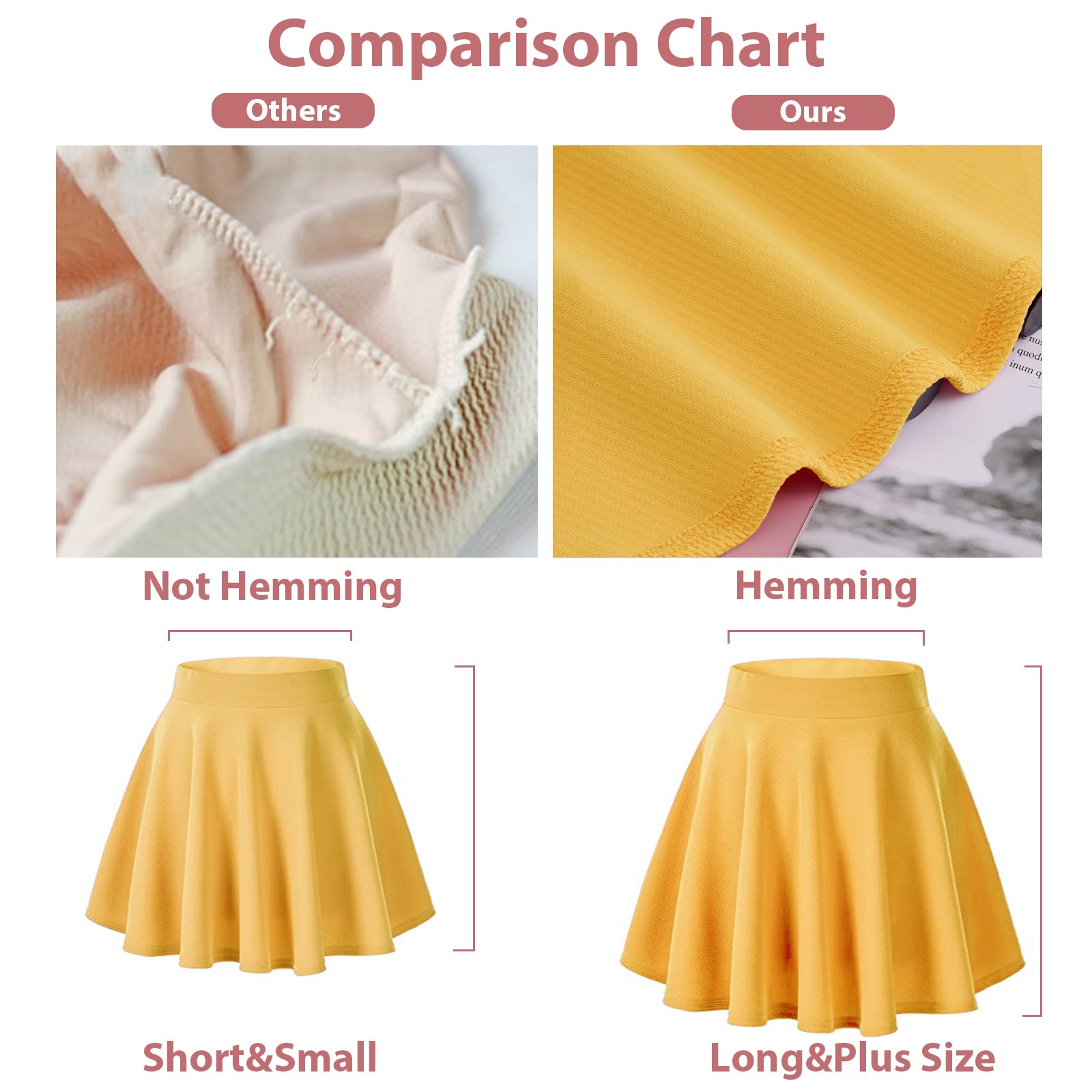 High Waisted Skater Skirt Plus Size-Yellow - Moon Wood