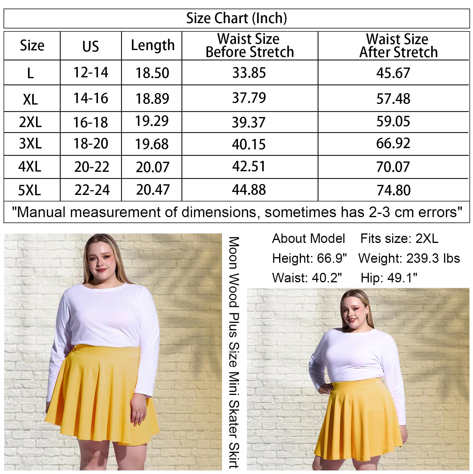 High Waisted Skater Skirt Plus Size Yellow