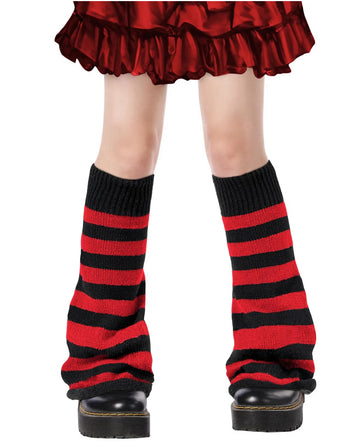 Leg Warmers for Women Knitted Goth Lolita - Black & Red