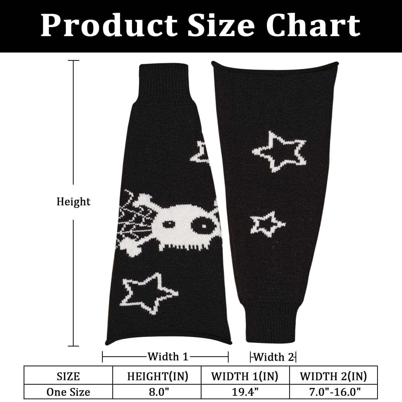 Leg Warmers for Women Knitted Goth Lolita - Skull Star-Moon Wood