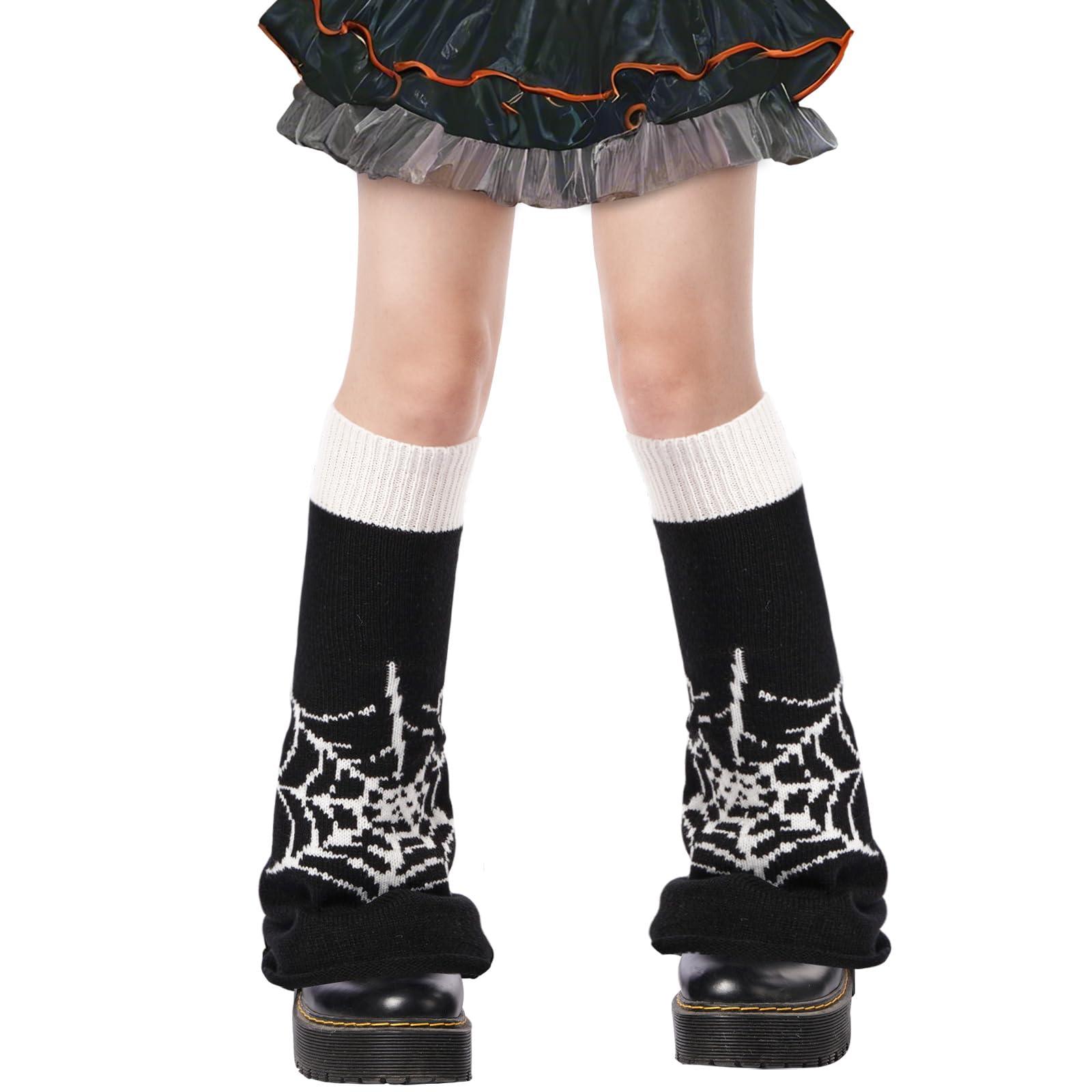 Leg Warmers for Women Knitted Goth Lolita - Spider-Moon Wood