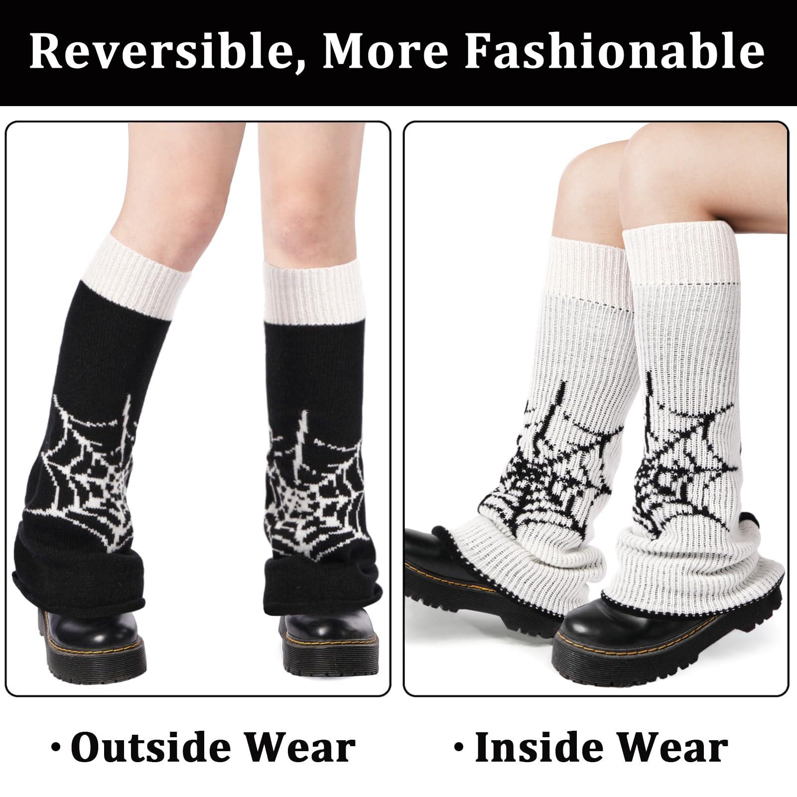 Leg Warmers for Women Knitted Goth Lolita - Spider-Moon Wood