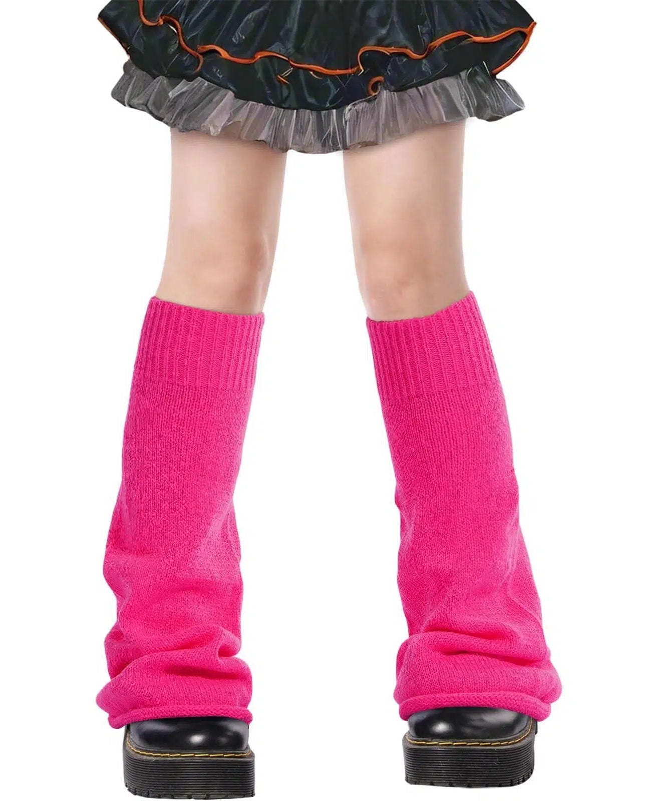 Leg Warmers for Women Knitted Goth Lolita - Thick Hot Pink-Moon Wood