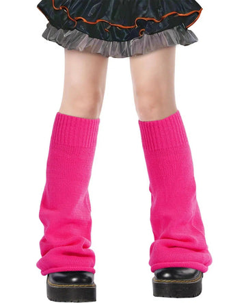 Leg Warmers for Women Knitted Goth Lolita - Thick Hot Pink-Moon Wood