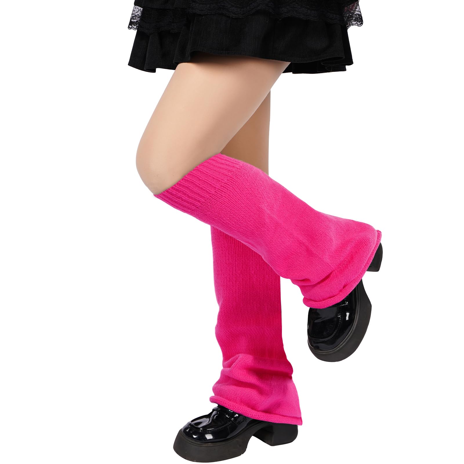 Leg Warmers for Women Knitted Goth Lolita - Thick Hot Pink-Moon Wood