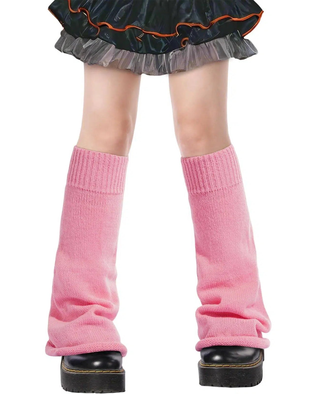 Leg Warmers for Women Knitted Goth Lolita - Thick Pink-Moon Wood
