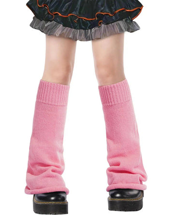 Leg Warmers for Women Knitted Goth Lolita - Thick Pink-Moon Wood