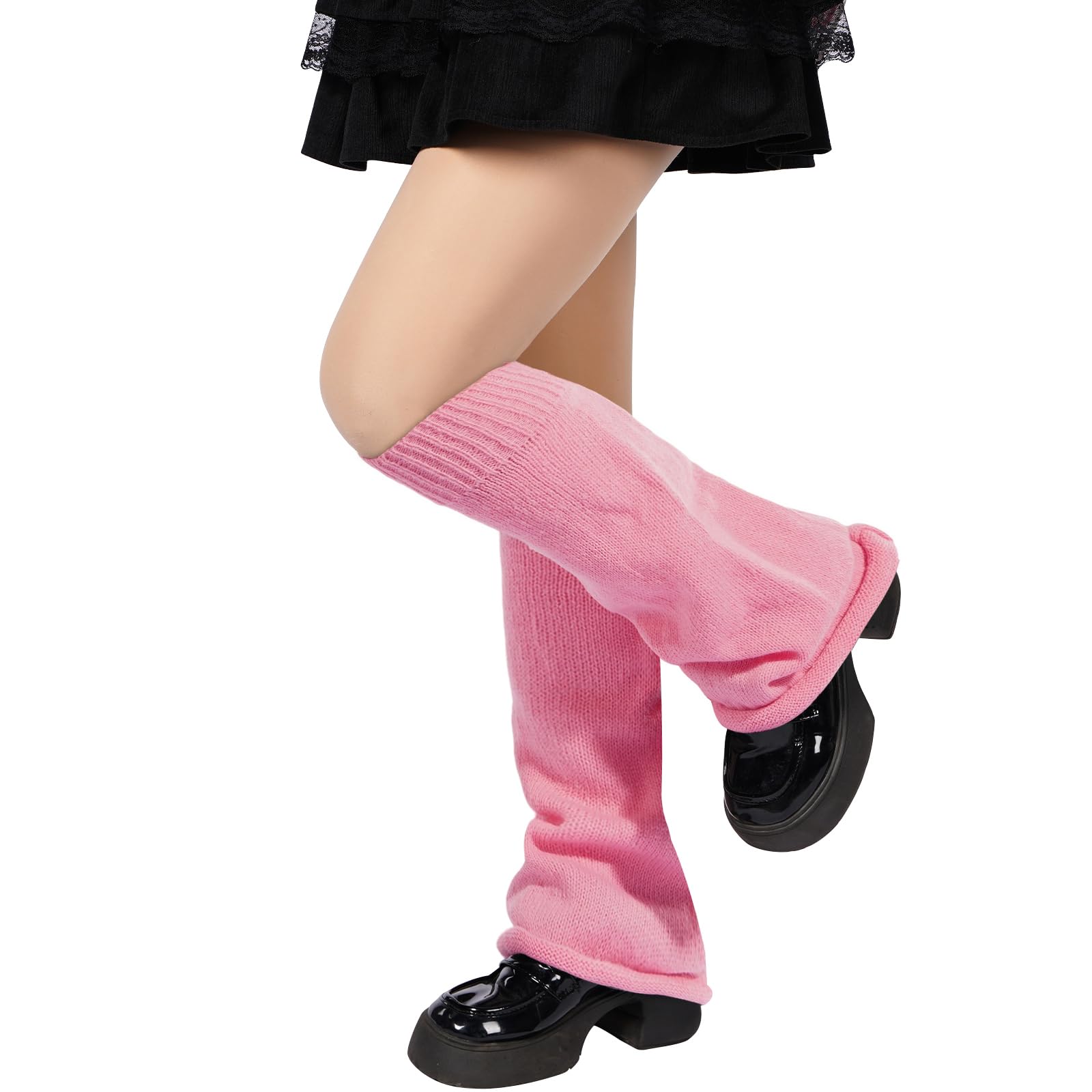 Leg Warmers for Women Knitted Goth Lolita - Thick Pink-Moon Wood