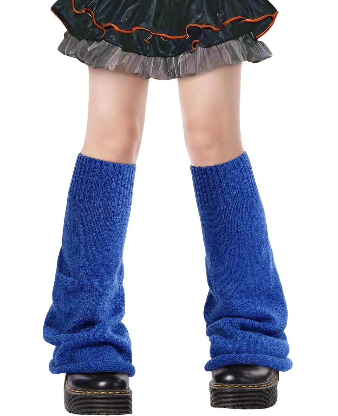 Leg Warmers for Women Knitted Goth Lolita - Thick Royal Blue-Moon Wood