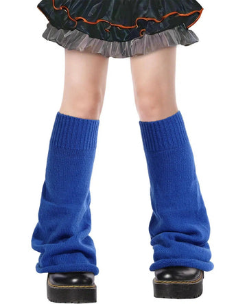 Leg Warmers for Women Knitted Goth Lolita - Thick Royal Blue-Moon Wood