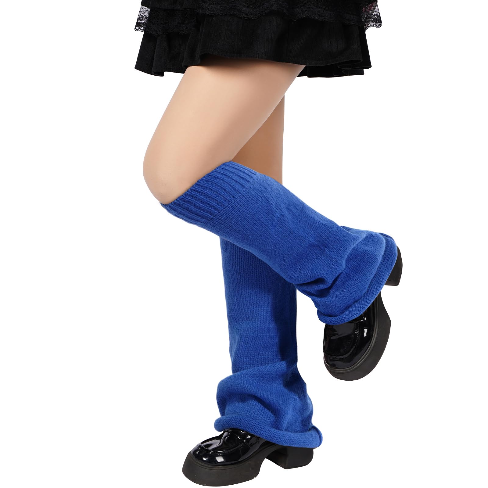 Leg Warmers for Women Knitted Goth Lolita - Thick Royal Blue-Moon Wood