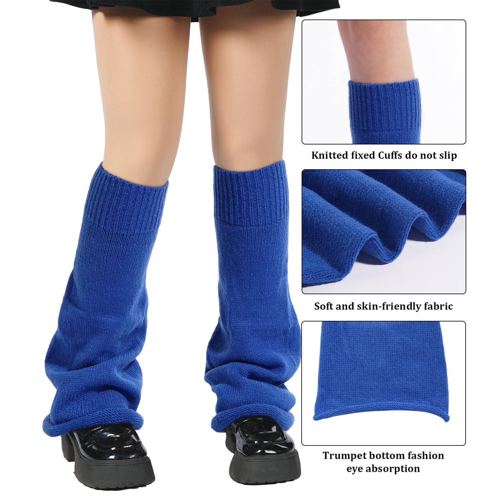 Leg Warmers for Women Knitted Goth Lolita - Thick Royal Blue-Moon Wood
