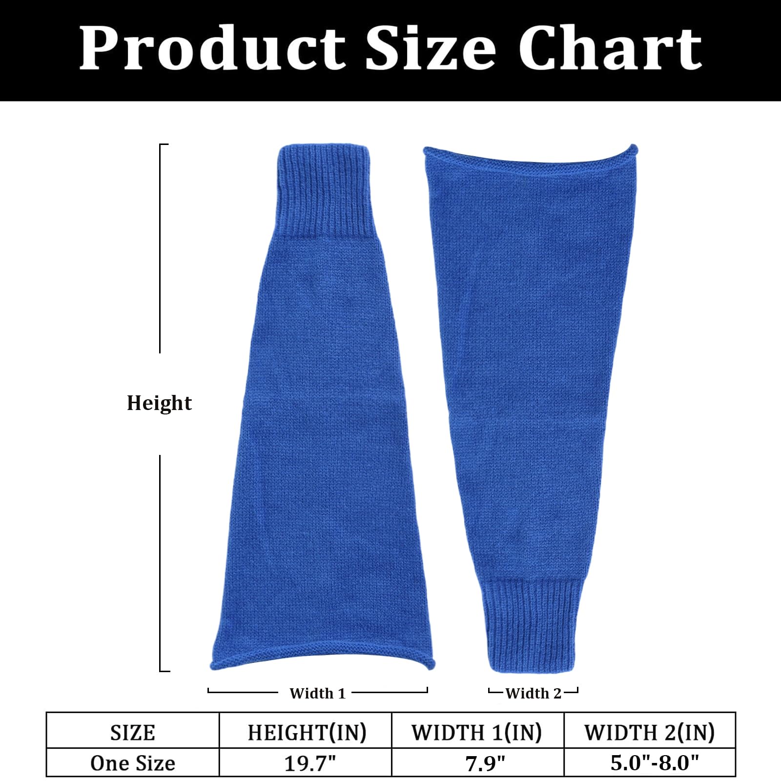 Leg Warmers for Women Knitted Goth Lolita - Thick Royal Blue-Moon Wood