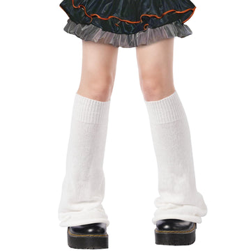 Leg Warmers for Women Knitted Goth Lolita - White