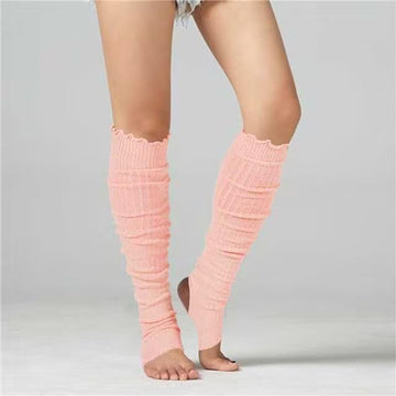 Long Leg Warmers for Women 80s Ribbed Knit - Pink