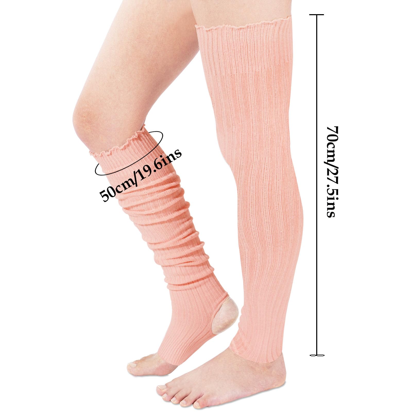 Long Leg Warmers for Women 80s Ribbed Knit - Pink - Moon Wood