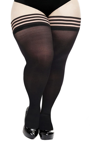 55D Semi Sheer Thigh Highs Stockings for Women - Black
