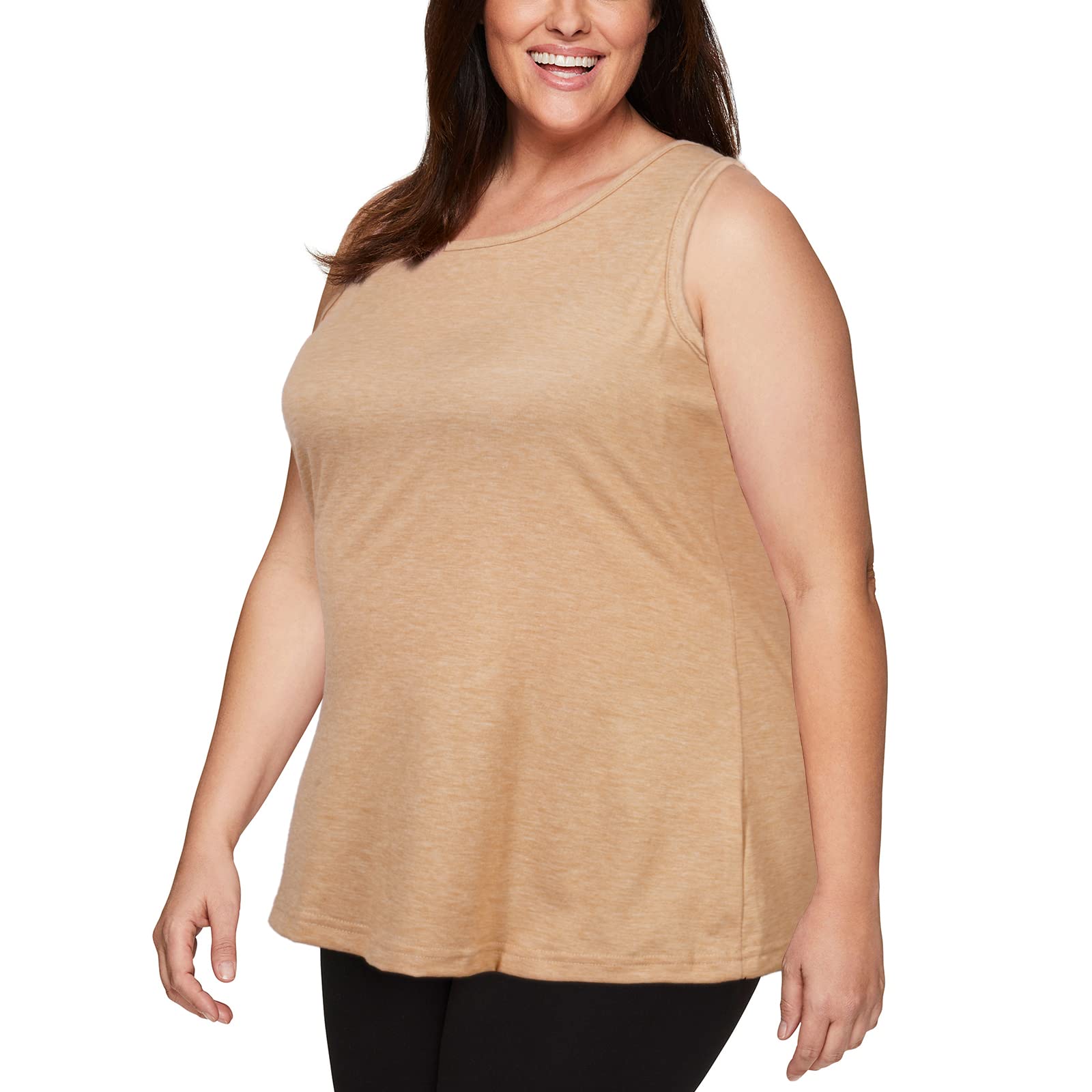 Plus Size Tank Tops for Women Summer Sleeveless T-Shirts Loose-Beige - Moon Wood