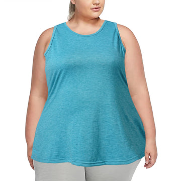 Plus Size Tank Tops for Women Summer Sleeveless T-Shirts Loose-Lake Blue - Moon Wood
