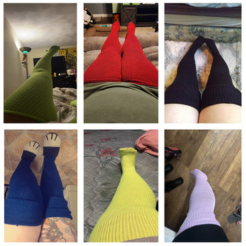 Womens Plus Size Thigh High Socks-Longan Yellow