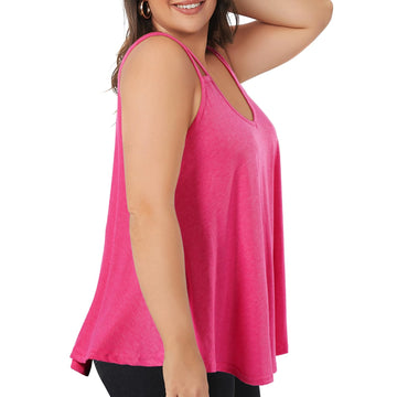 Plus Size Tank Tops for Women V Neck Camisole-Berry Pink