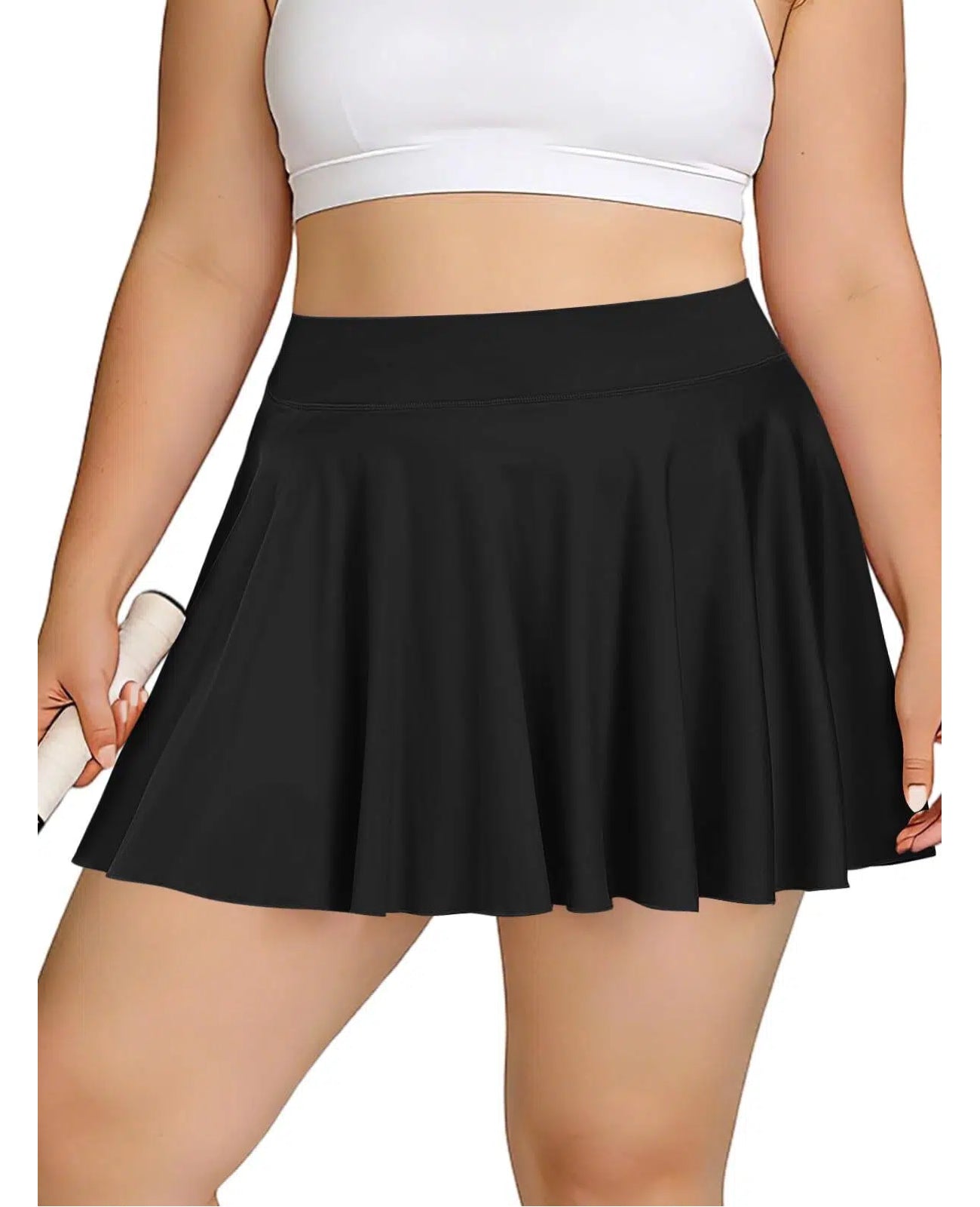 Plus Size Athletic Tennis Skirt - Black-Moon Wood