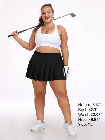 Plus Size Athletic Tennis Skirt - Black-Moon Wood
