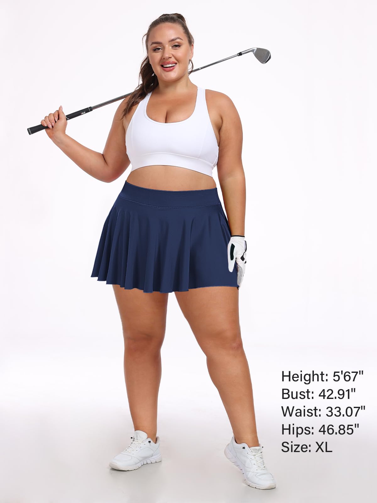 Plus Size Athletic Tennis Skirt - Navy-Moon Wood
