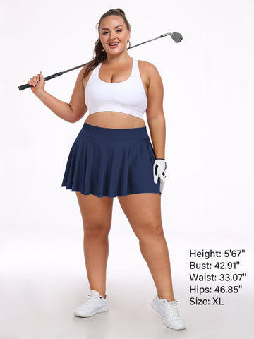 Plus Size Athletic Tennis Skirt - Navy-Moon Wood