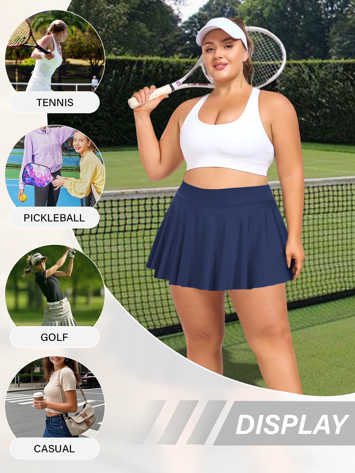 Plus Size Athletic Tennis Skirt - Navy-Moon Wood