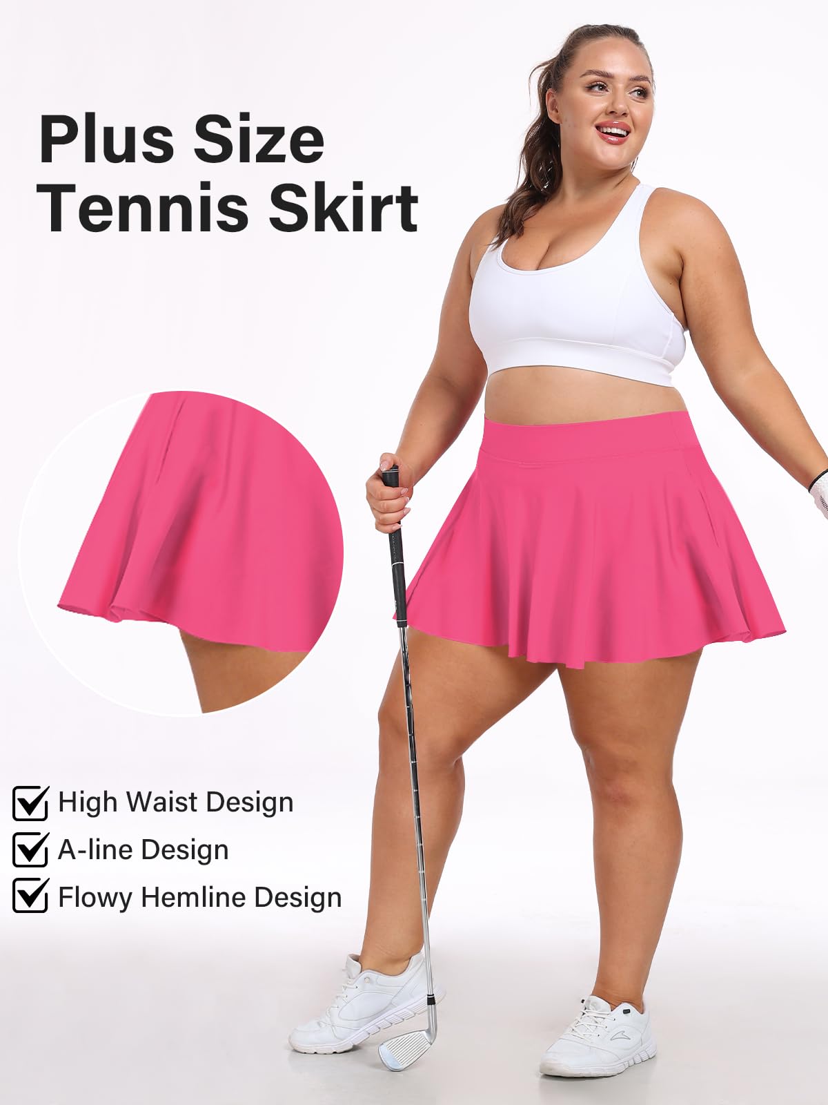 Plus Size Athletic Tennis Skirt - Rose-Moon Wood