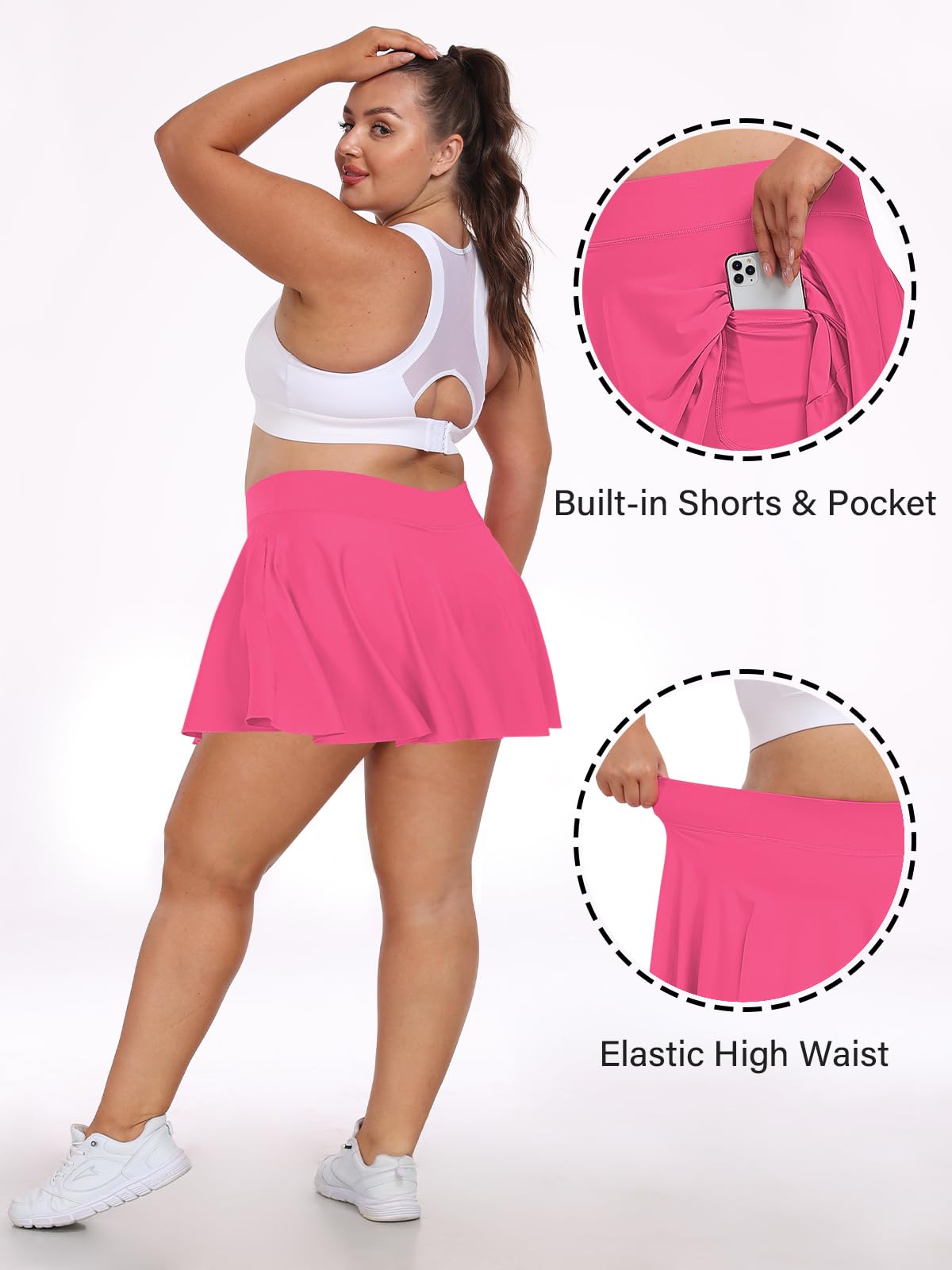 Plus Size Athletic Tennis Skirt - Rose-Moon Wood