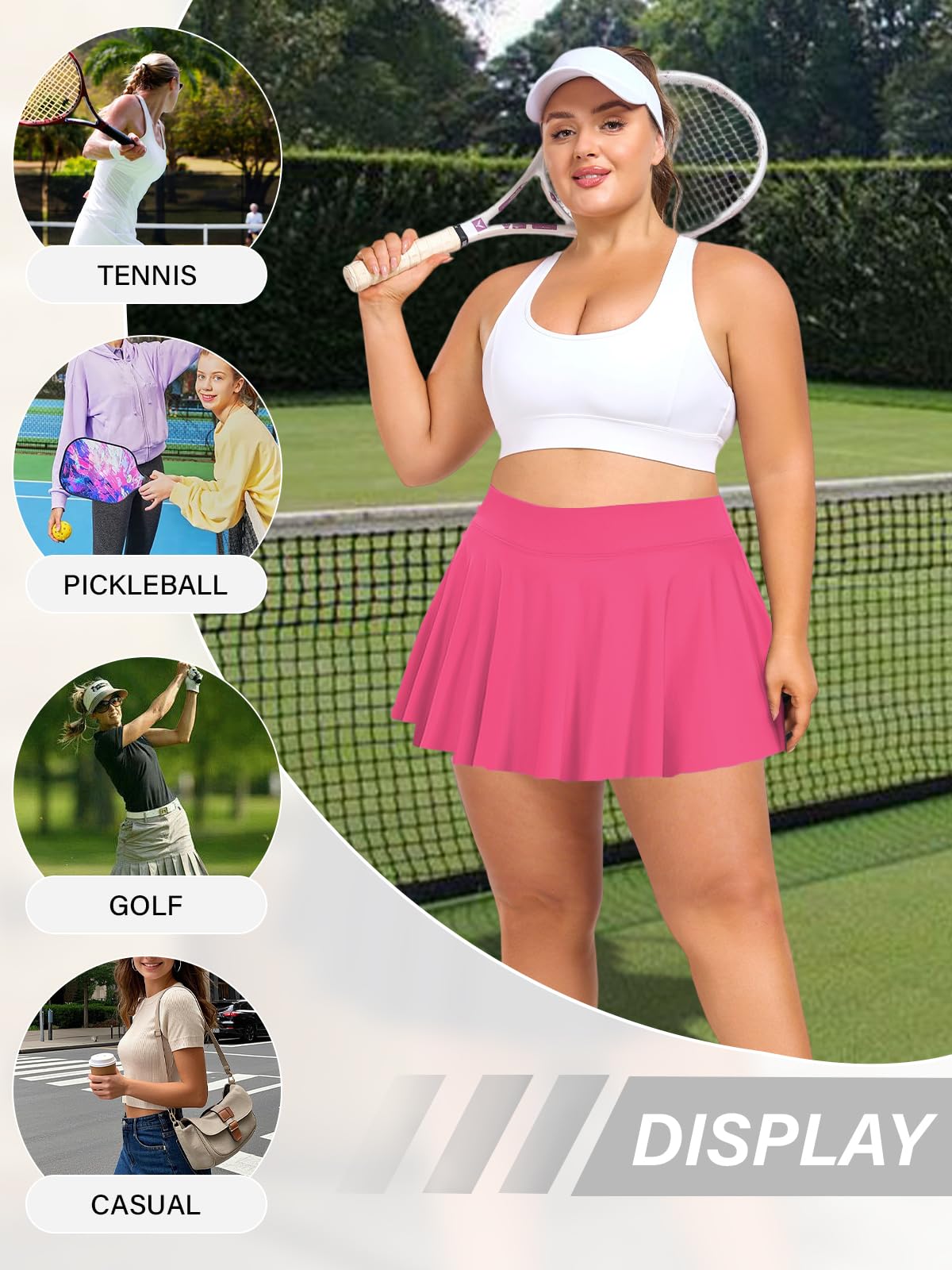 Plus Size Athletic Tennis Skirt - Rose-Moon Wood