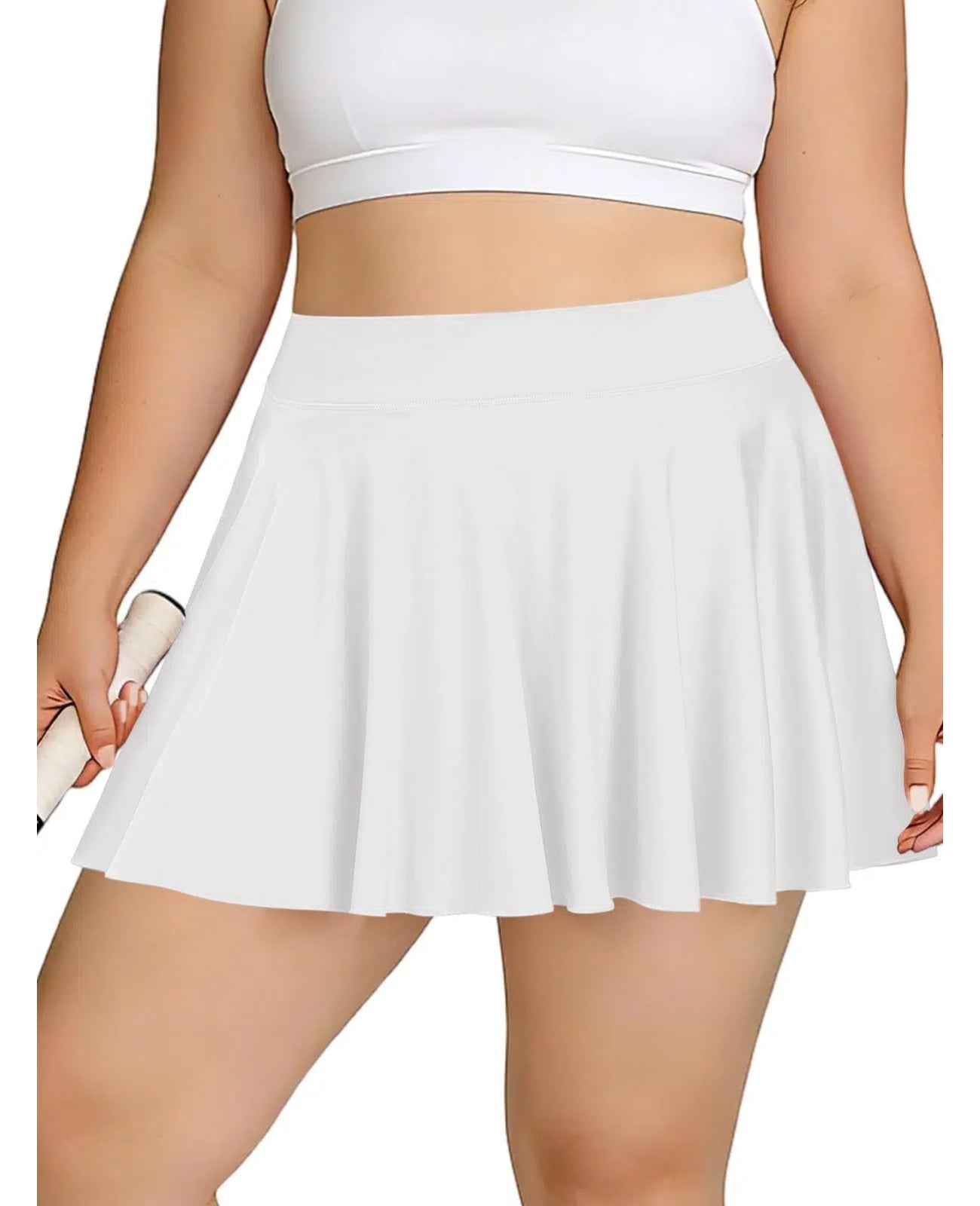 Plus Size Athletic Tennis Skirt - White-Moon Wood